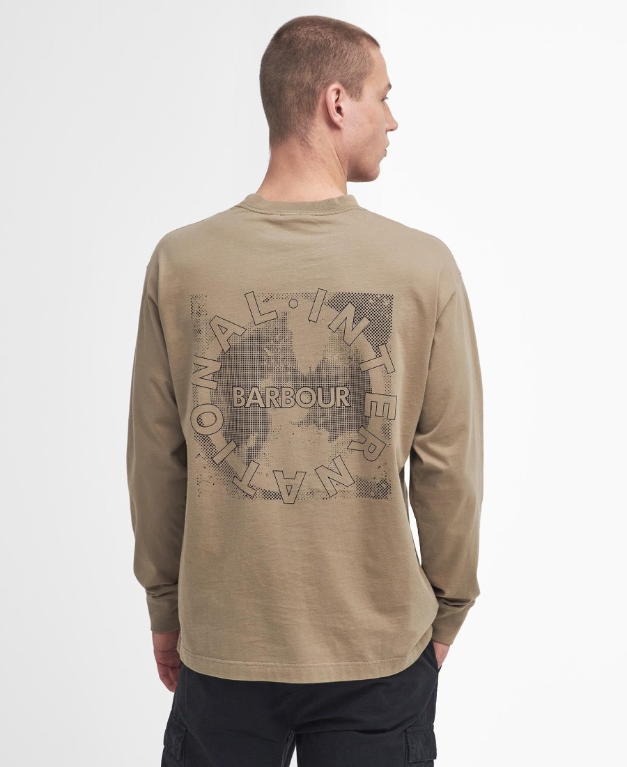 camiseta de manga comprida oversized com estampa de mapa