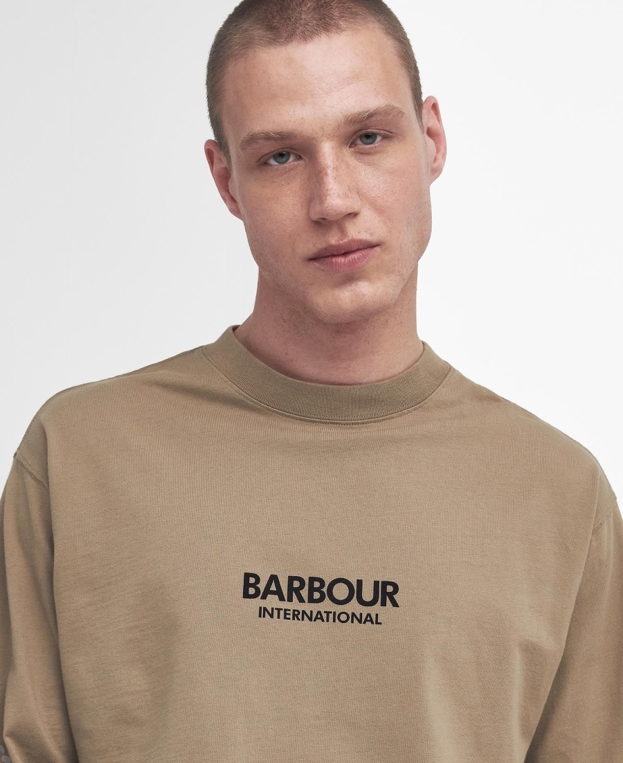 camiseta de manga comprida oversized com estampa de mapa