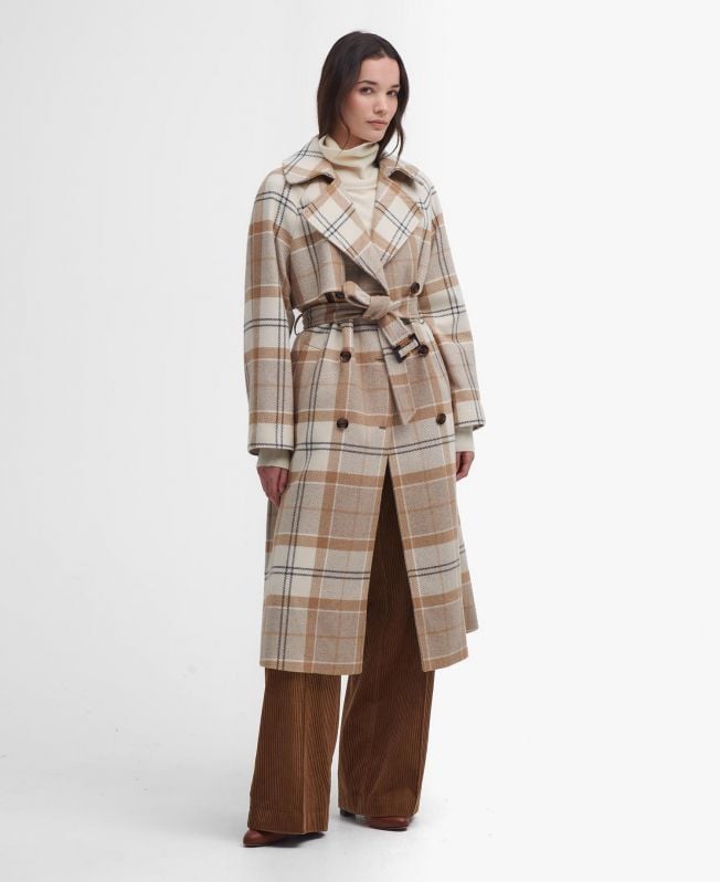 trench coat claudette em lã xadrez