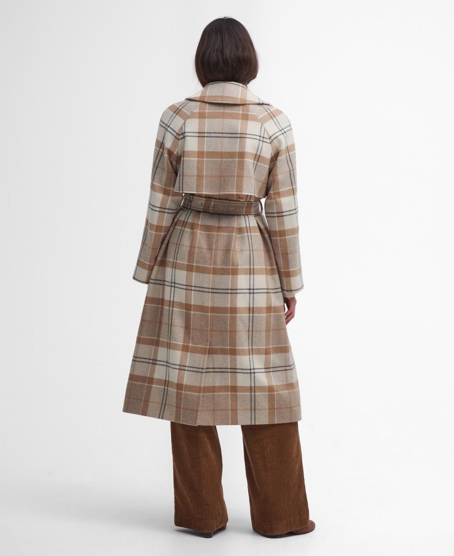 trench coat claudette em lã xadrez