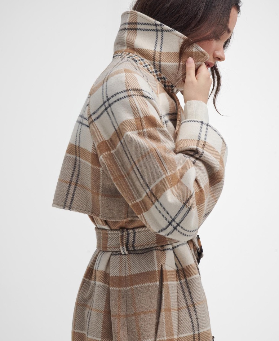 trench coat claudette em lã xadrez