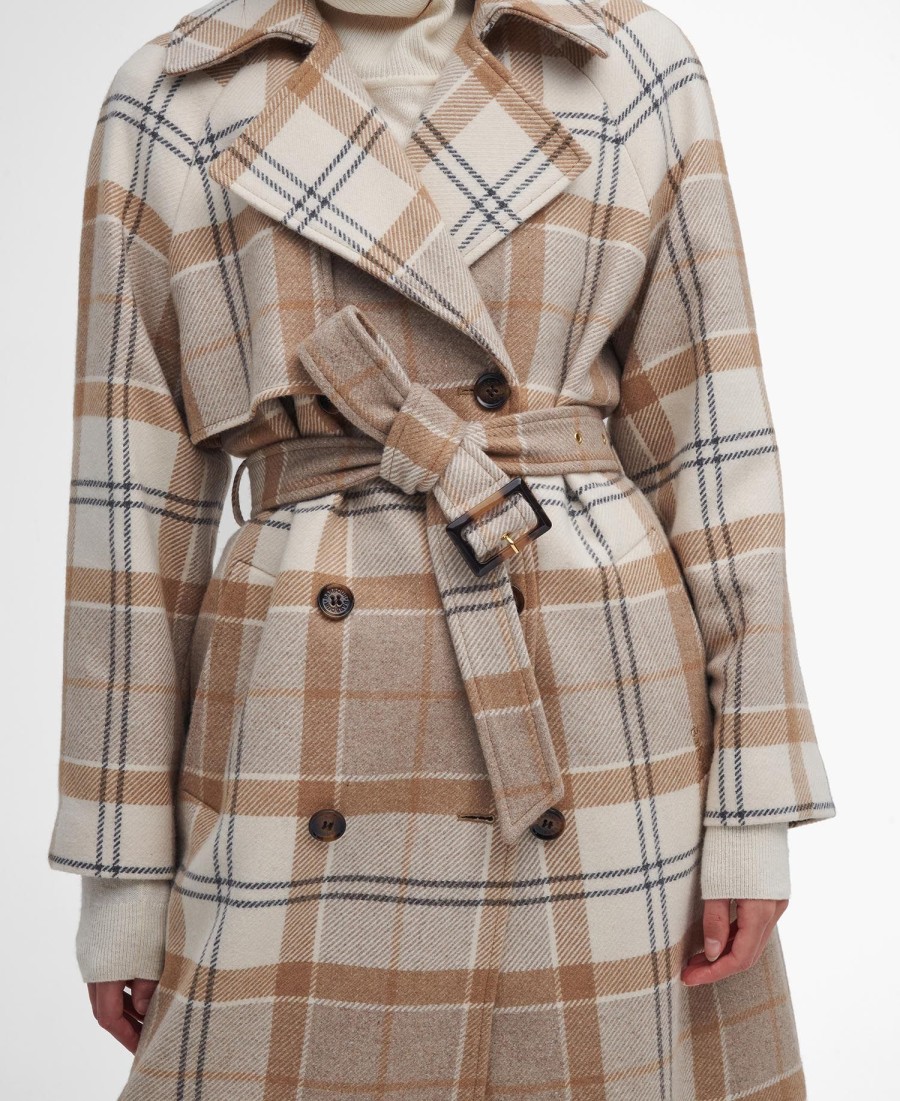 trench coat claudette em lã xadrez