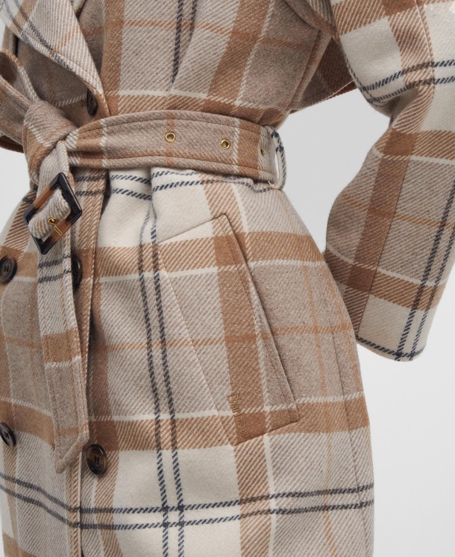 trench coat claudette em lã xadrez