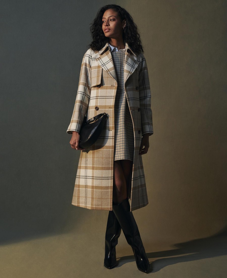 trench coat claudette em lã xadrez