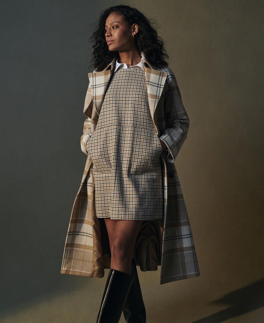 trench coat claudette em lã xadrez
