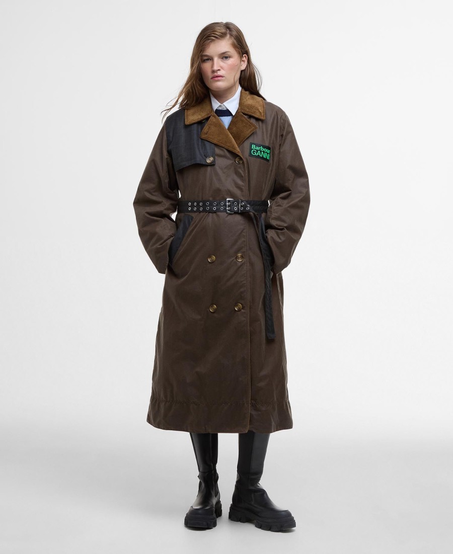 trench coat encerado barbour x ganni