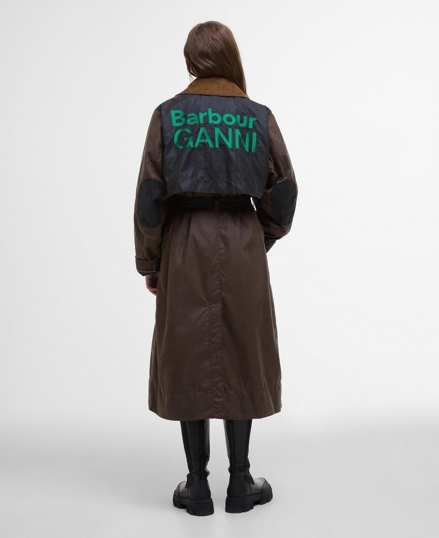 trench coat encerado barbour x ganni