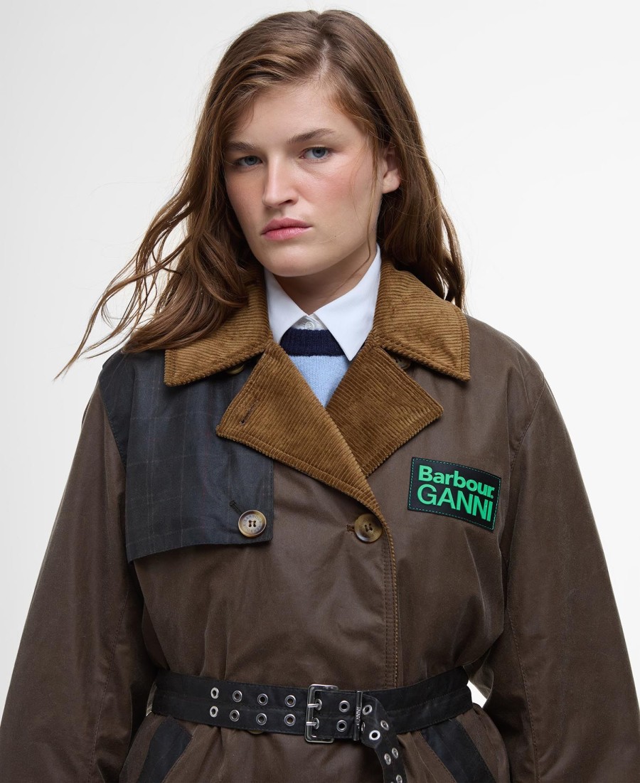 trench coat encerado barbour x ganni