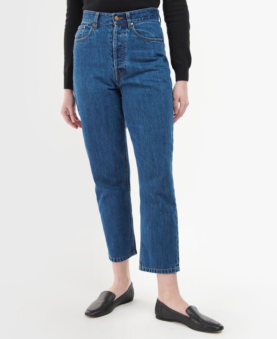 calça jeans de cintura alta moorland