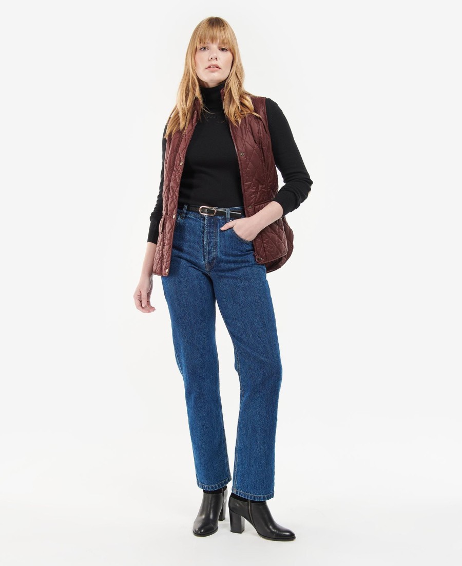 calça jeans reta de cintura média barbour burne