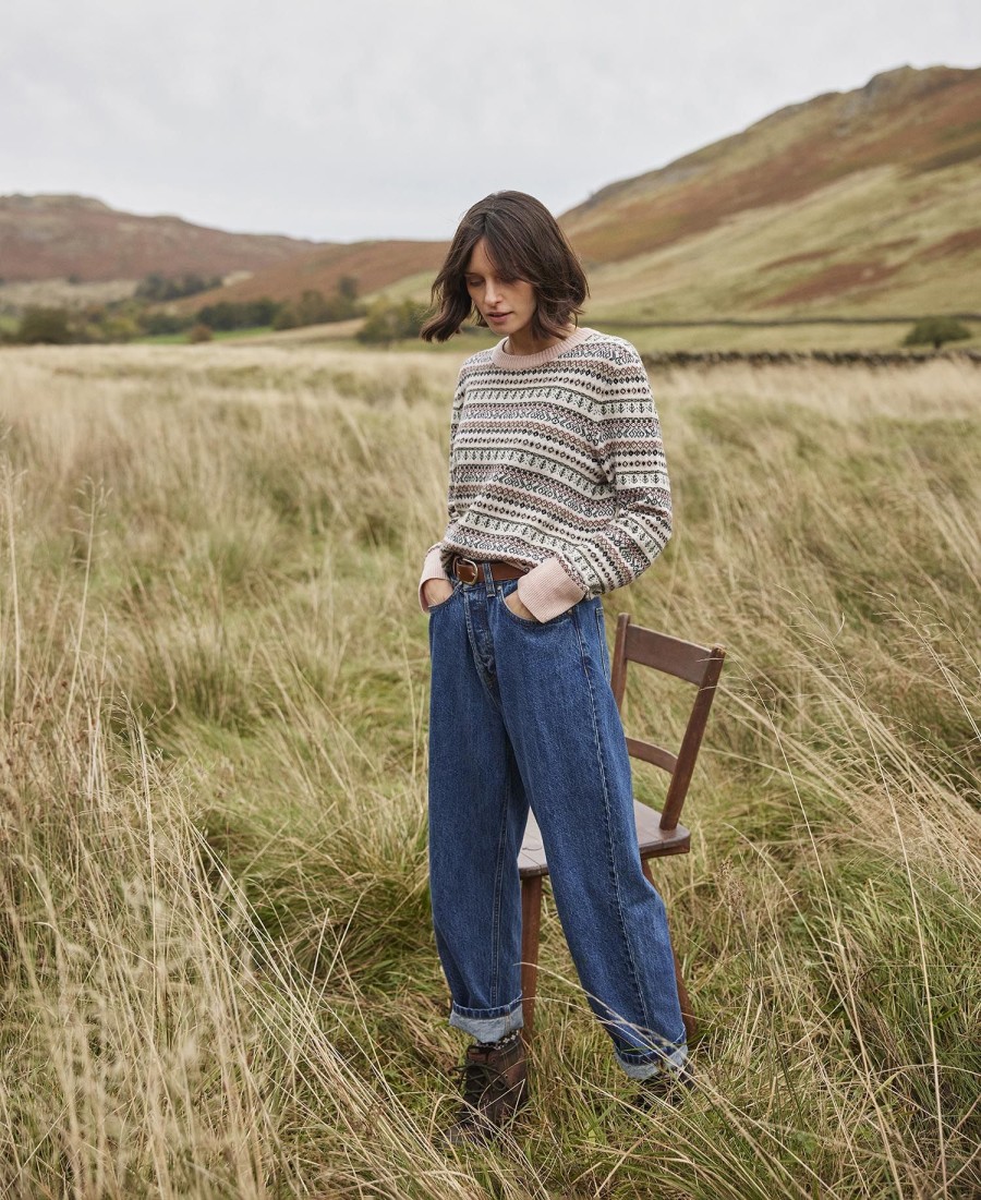 calça jeans reta de cintura média barbour burne