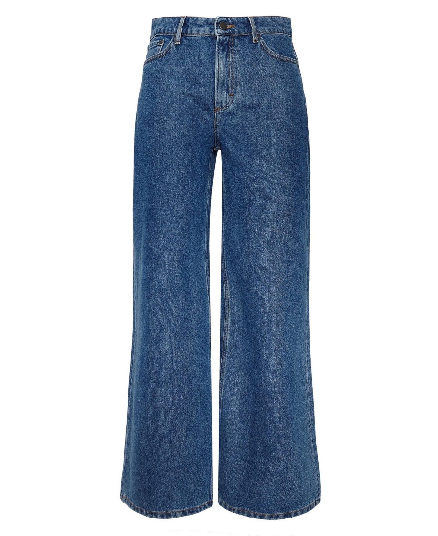calça jeans de perna larga maisie