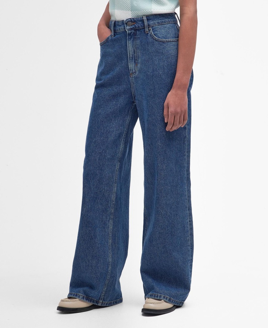 calça jeans de perna larga maisie