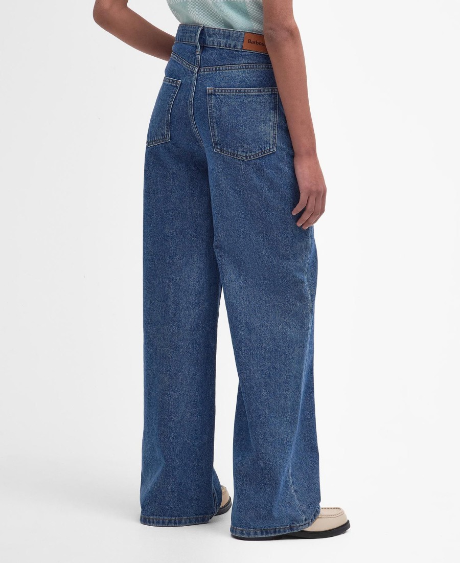 calça jeans de perna larga maisie