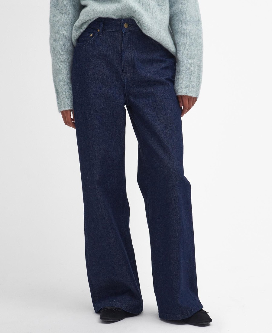 calça jeans de perna larga maisie