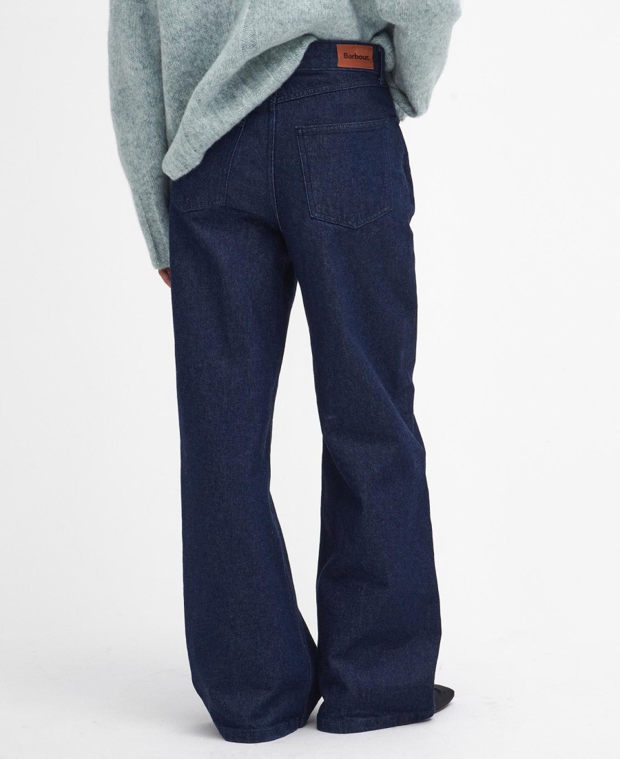 calça jeans de perna larga maisie