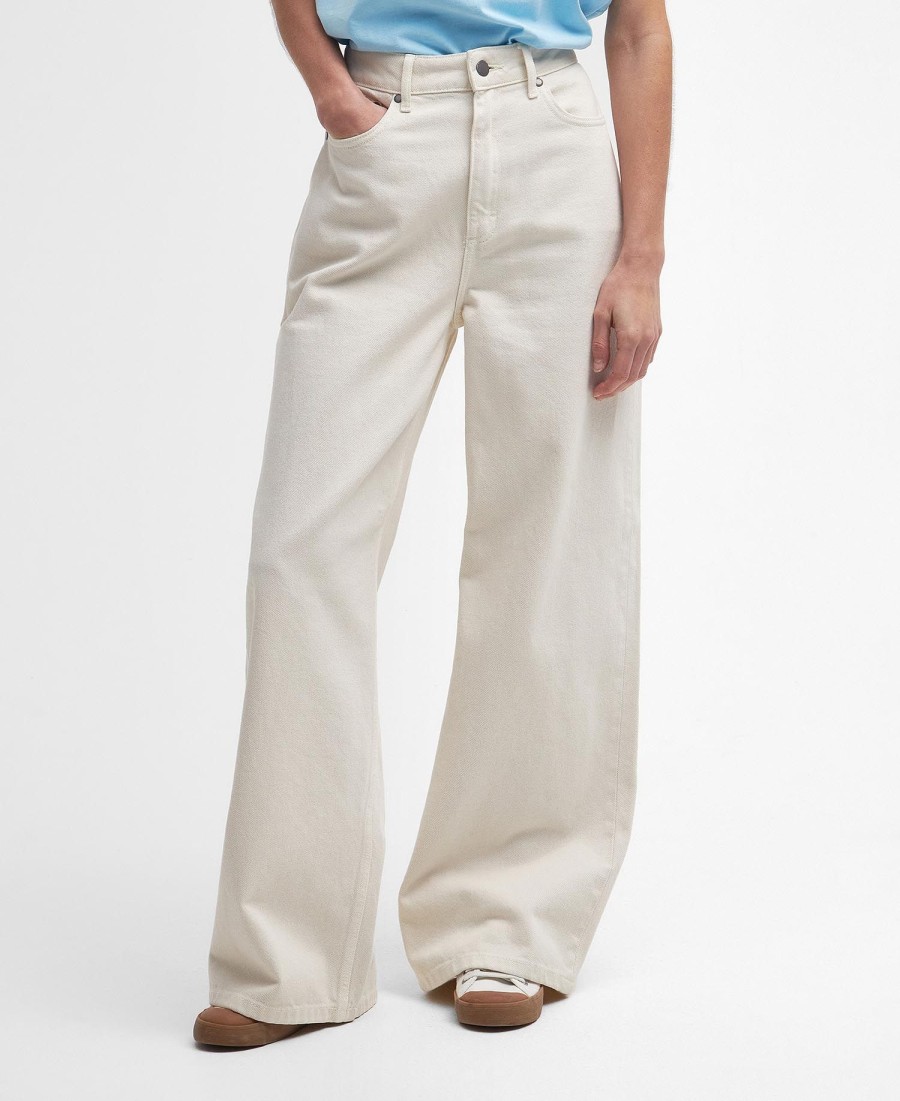 calça jeans de perna larga maisie