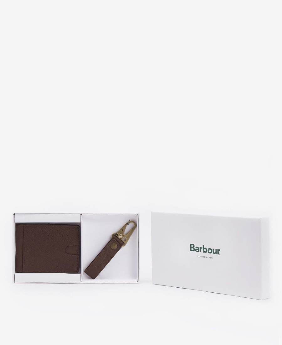 conjunto de presente com carteira e chaveiro em couro padbury