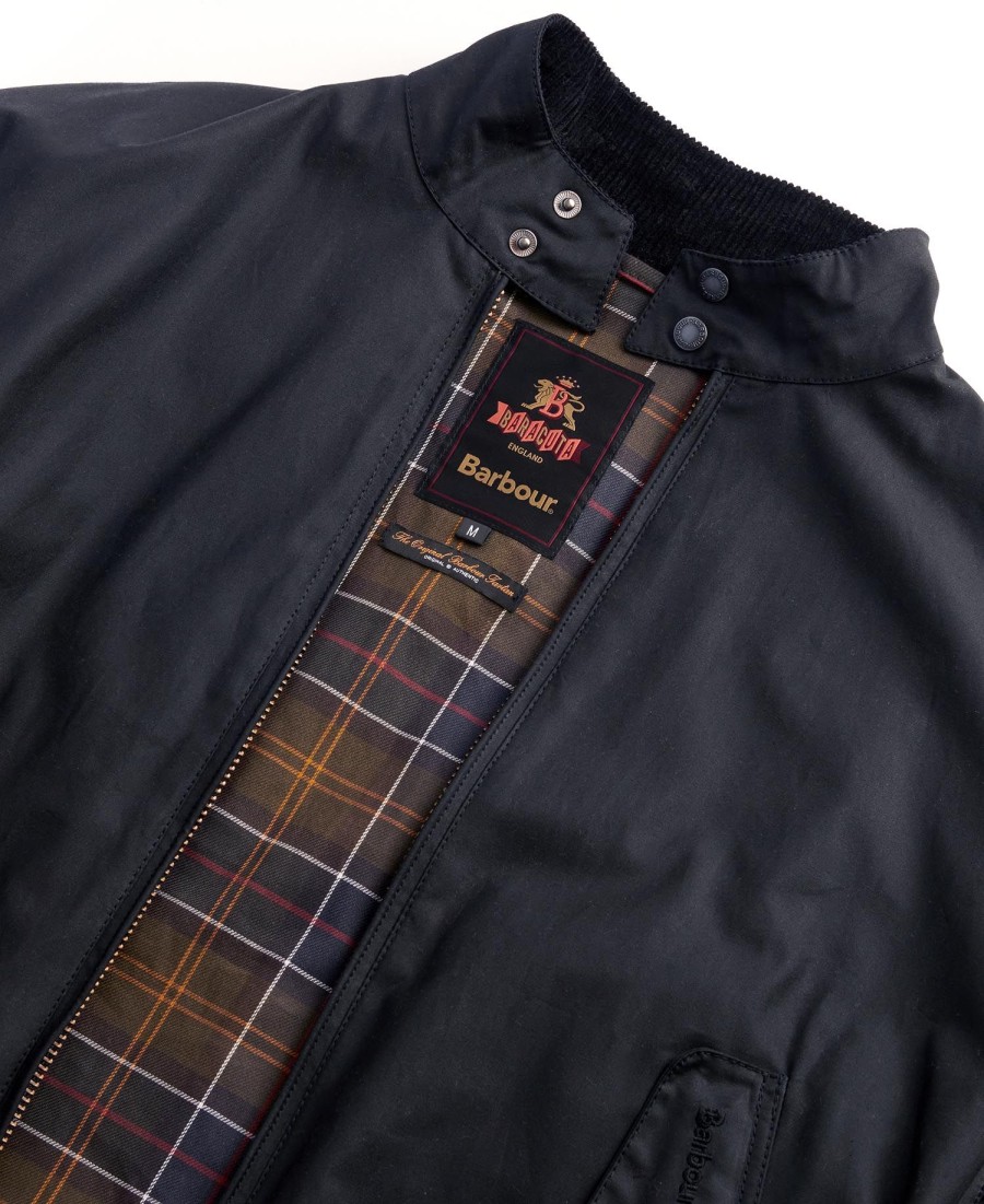 jaqueta harrington encerada barbour x baracuta ma-1