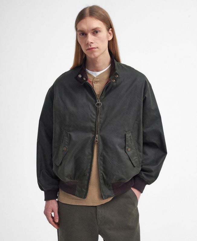jaqueta harrington encerada barbour x baracuta ma-1