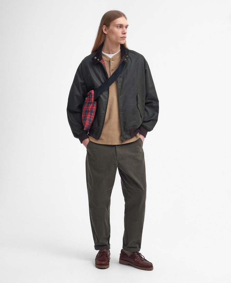jaqueta harrington encerada barbour x baracuta ma-1