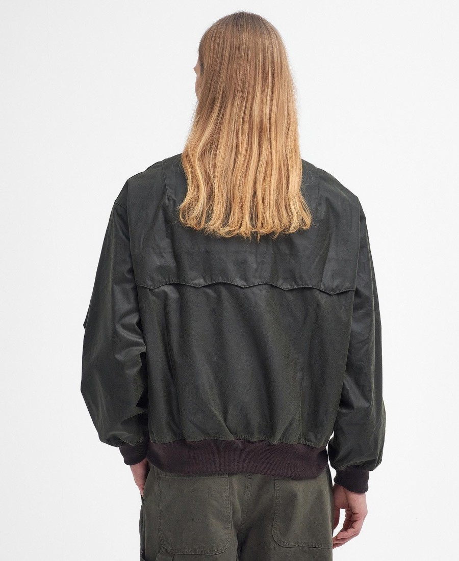 jaqueta harrington encerada barbour x baracuta ma-1