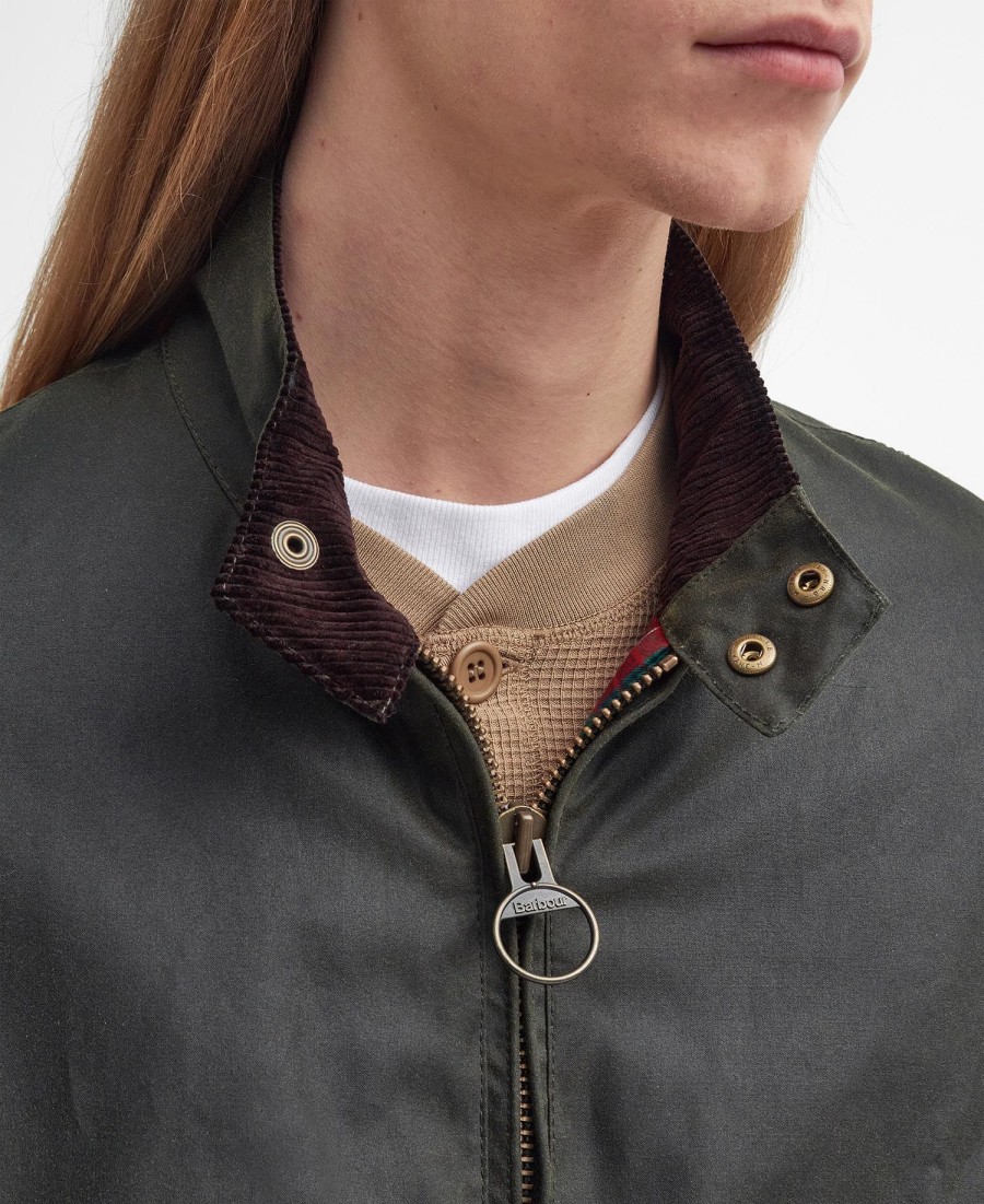 jaqueta harrington encerada barbour x baracuta ma-1
