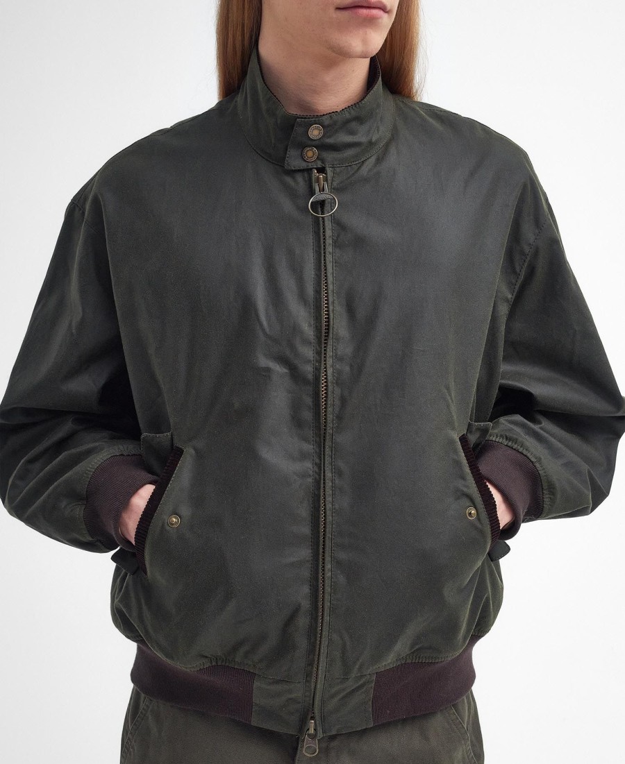 jaqueta harrington encerada barbour x baracuta ma-1