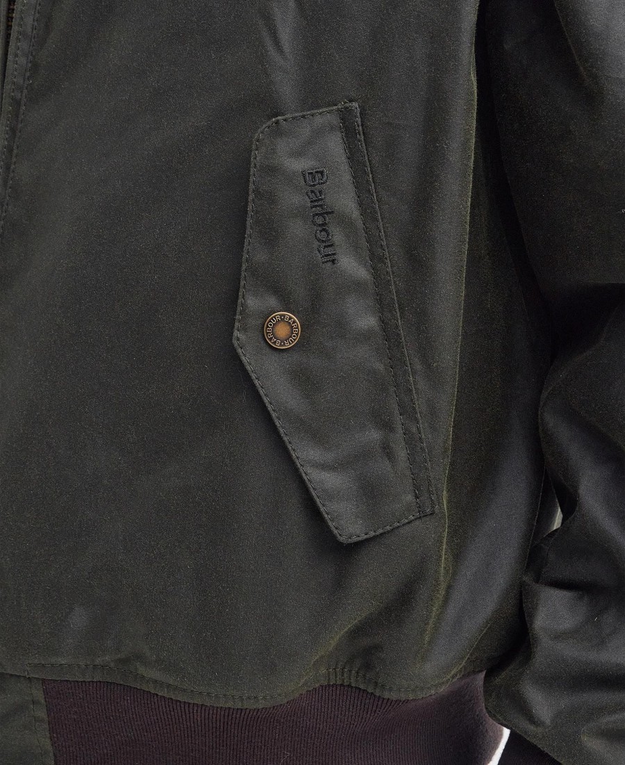 jaqueta harrington encerada barbour x baracuta ma-1