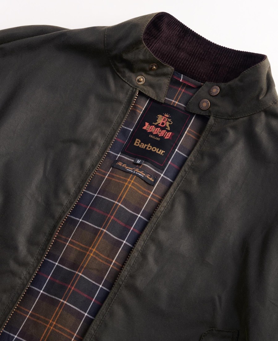 jaqueta harrington encerada barbour x baracuta ma-1