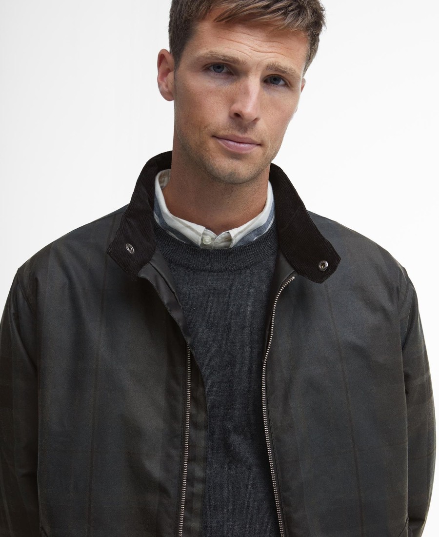 jaqueta harrington check wax