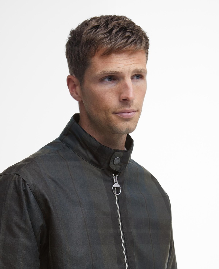 jaqueta harrington check wax