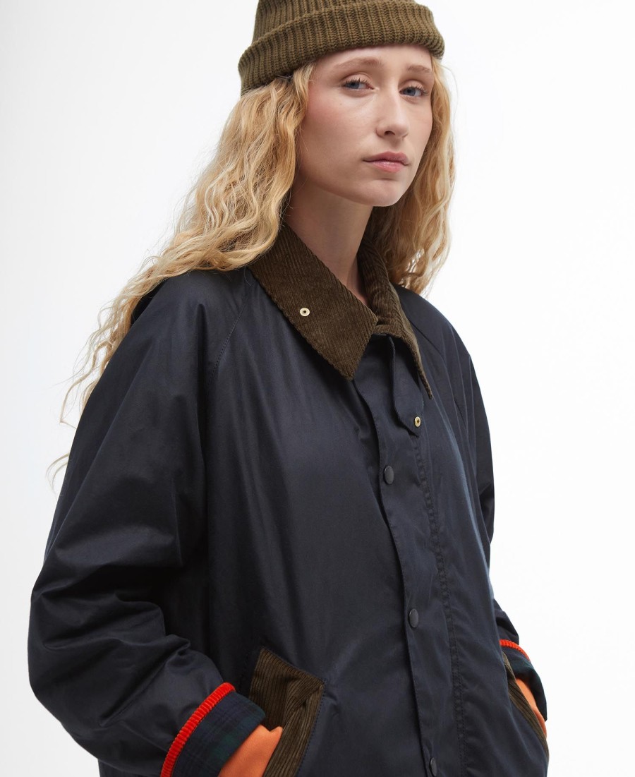 jaqueta barbour x flower mountain oversized wax
