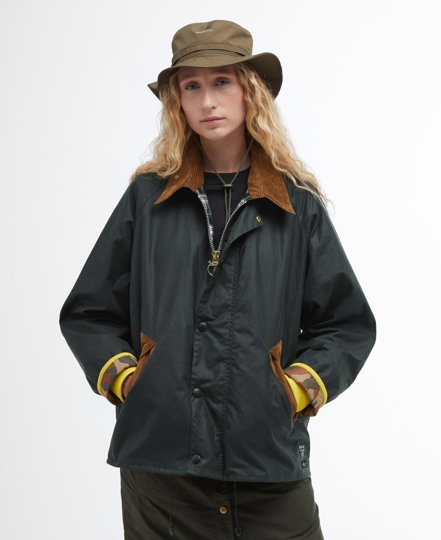 jaqueta barbour x flower mountain oversized wax