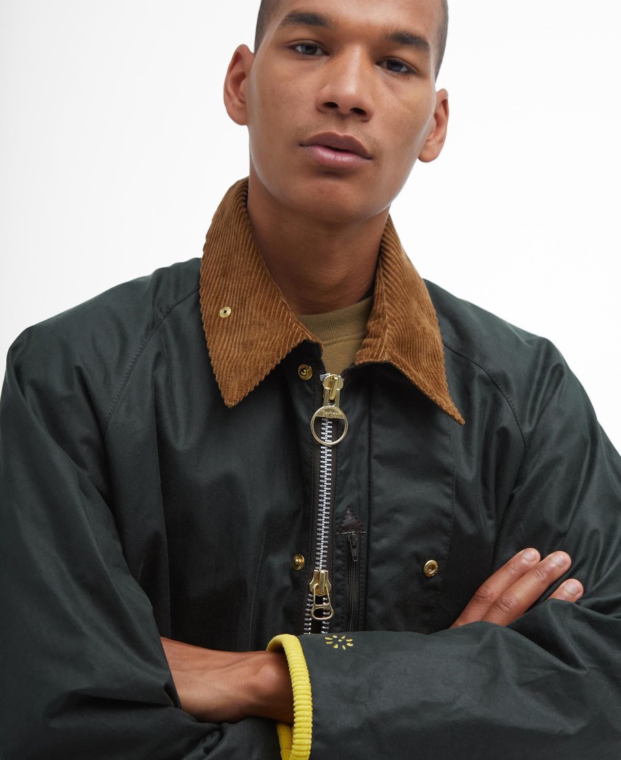 jaqueta barbour x flower mountain oversized wax