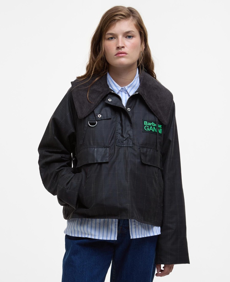 anoraque encerado tartan barbour x ganni