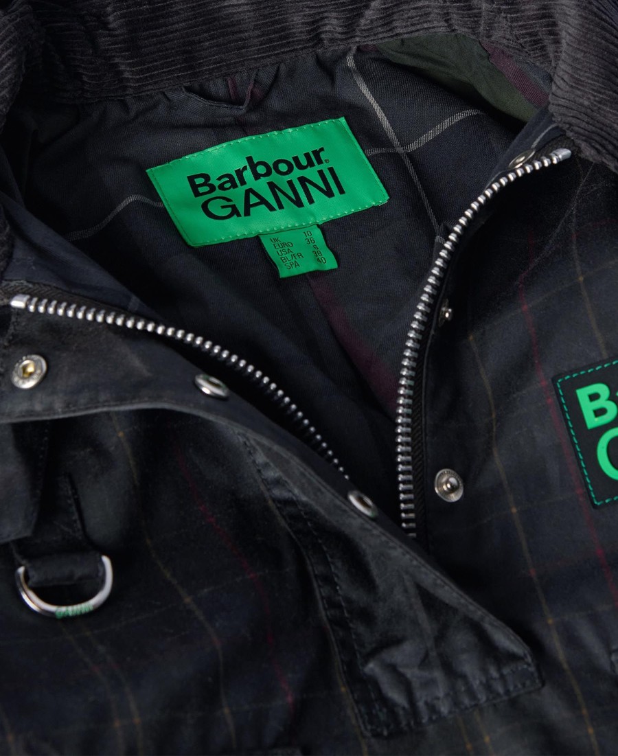 anoraque encerado tartan barbour x ganni