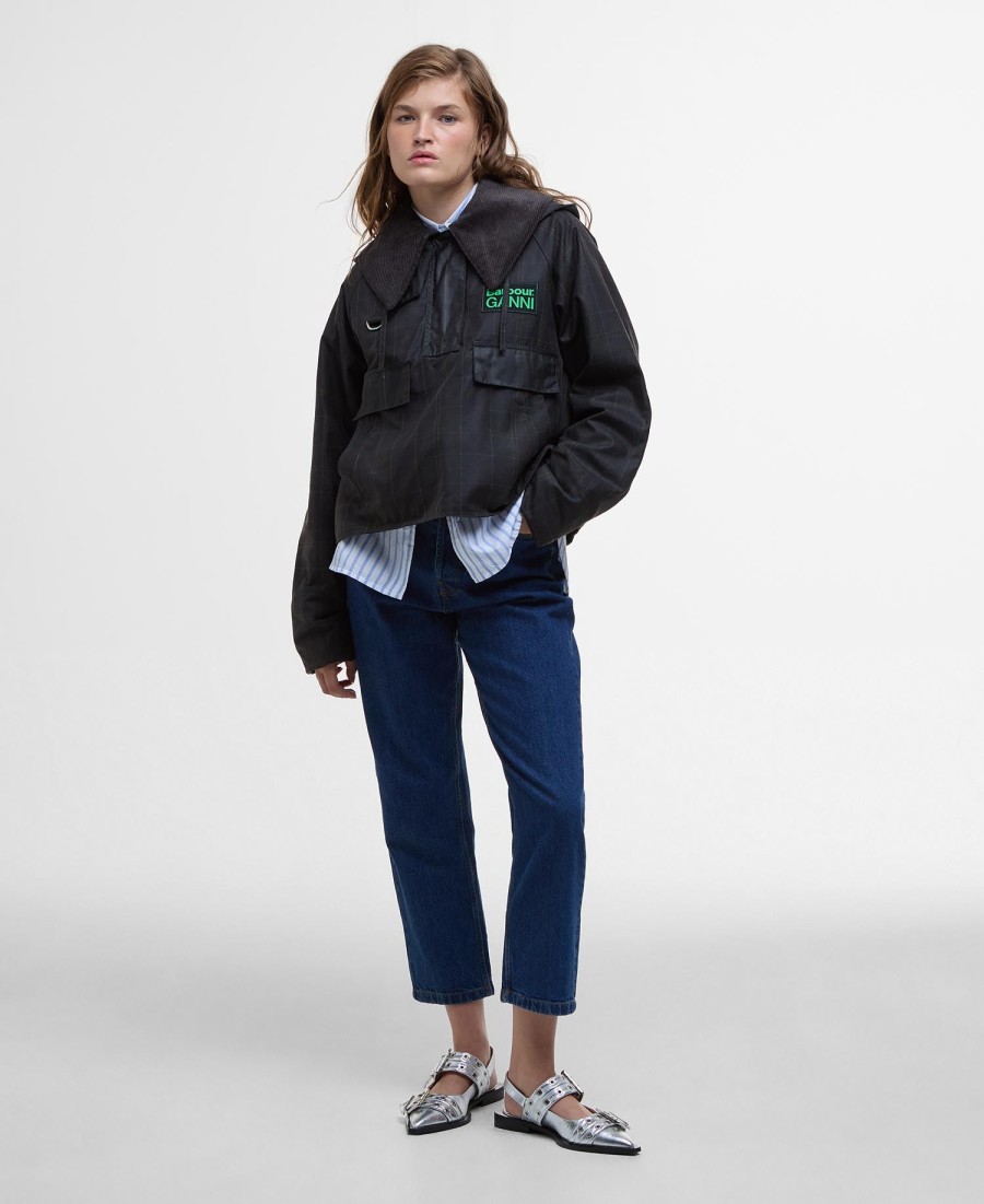anoraque encerado tartan barbour x ganni
