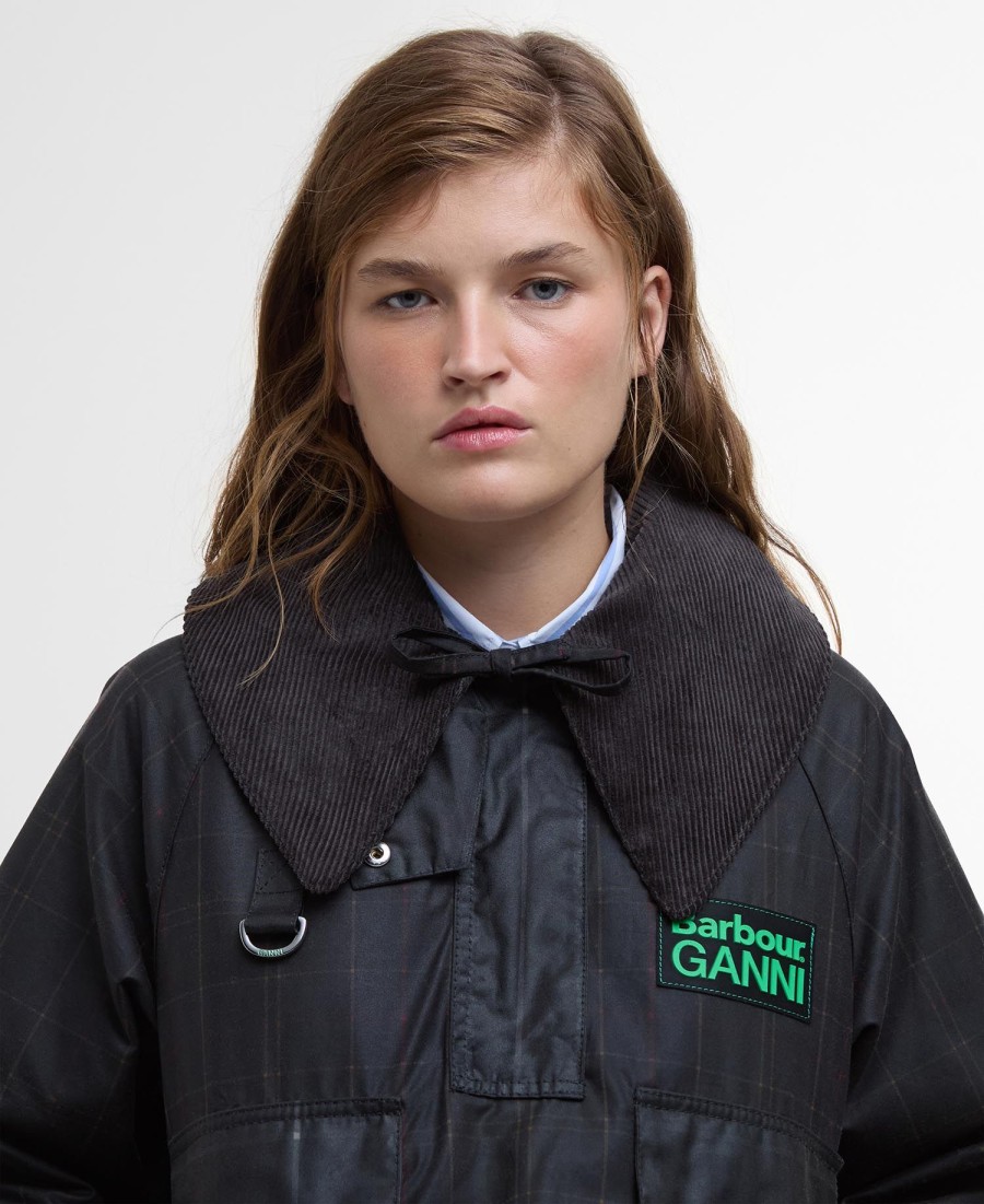 anoraque encerado tartan barbour x ganni