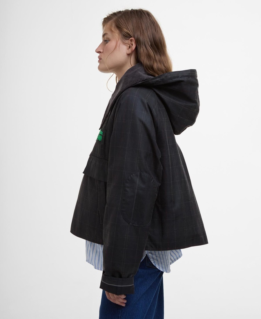 anoraque encerado tartan barbour x ganni