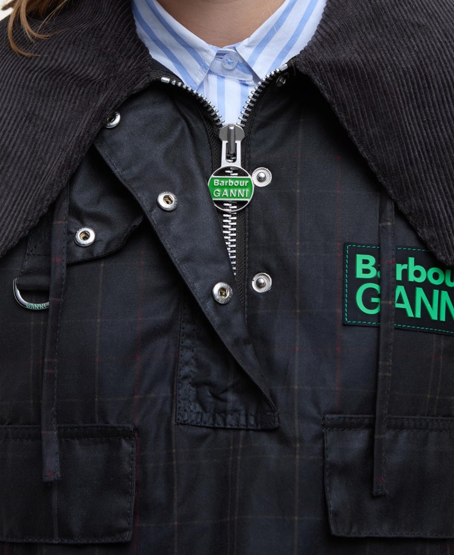 anoraque encerado tartan barbour x ganni