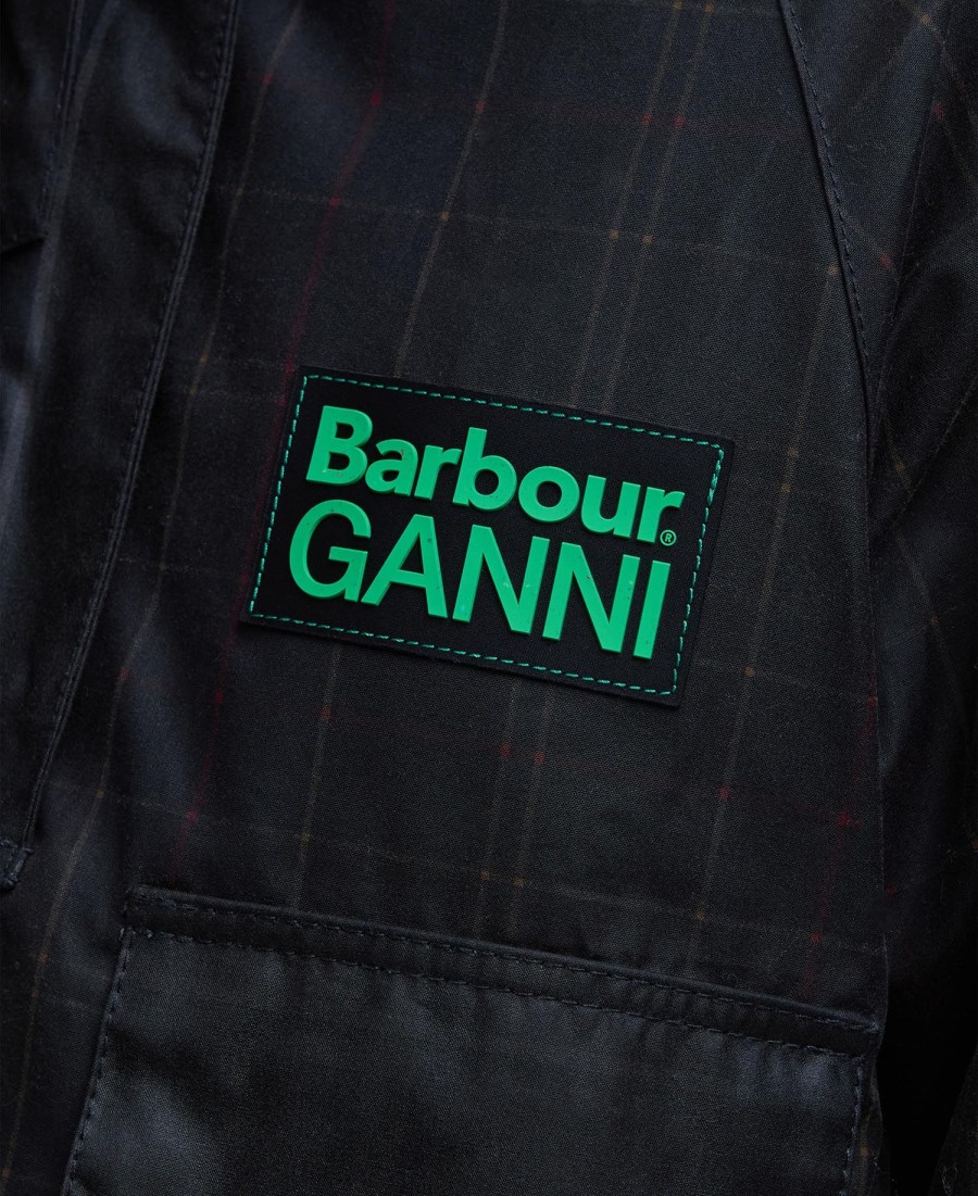 anoraque encerado tartan barbour x ganni