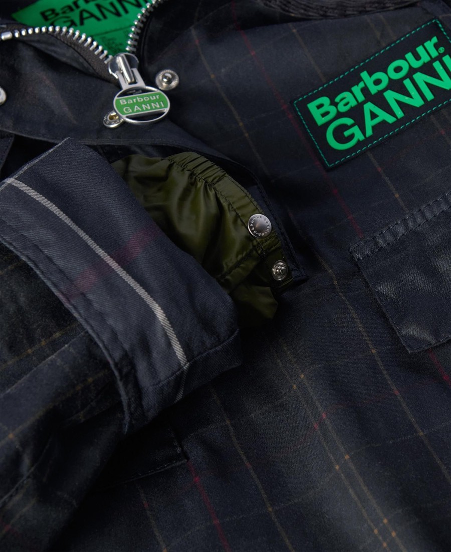 anoraque encerado tartan barbour x ganni