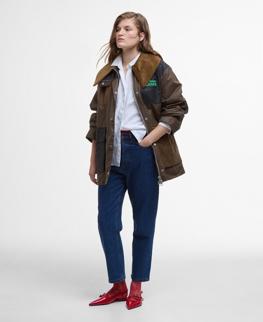 casaco encerado barbour x ganni