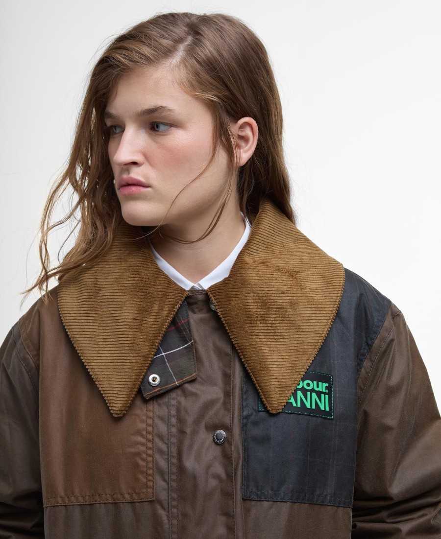 casaco encerado barbour x ganni