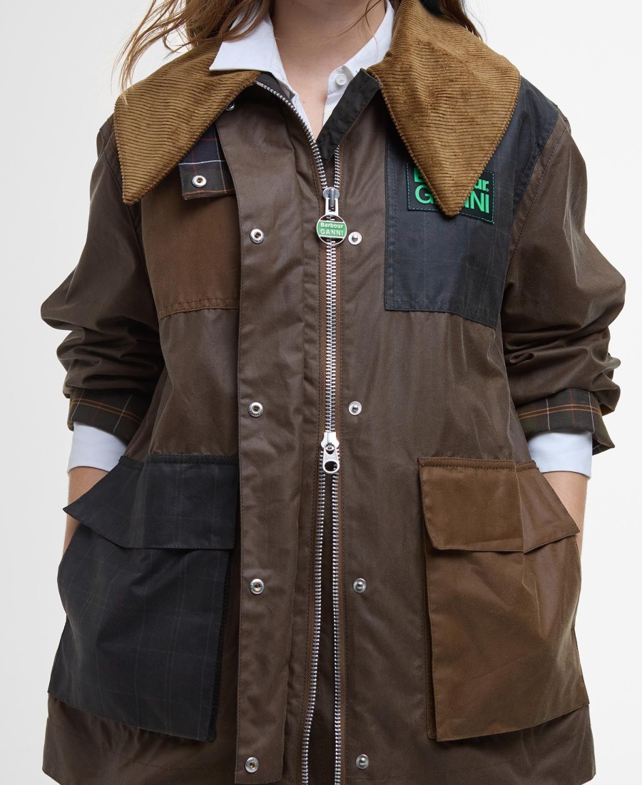 casaco encerado barbour x ganni